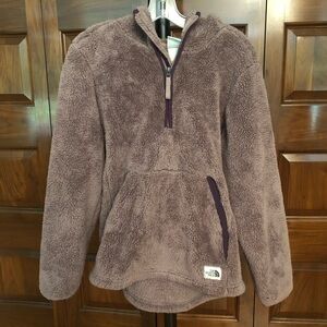 The north face quarter zip hooded fuzzy pullover